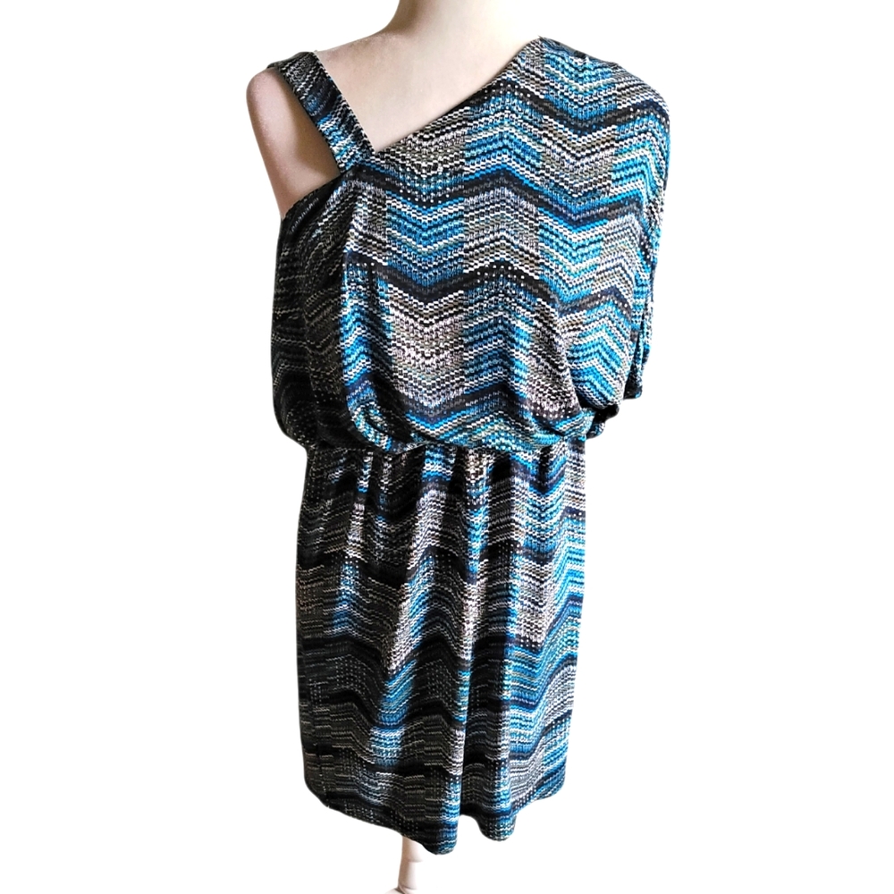 Laundry by design one shoulder multi color dress woman's size small Pullover